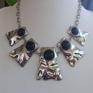 Paparazzi Metallic Silver Necklace with Black Accents